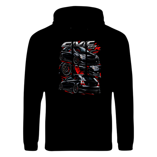 CP-253 Civic EP3 Type R Comic Collage Hoodie Schwarz