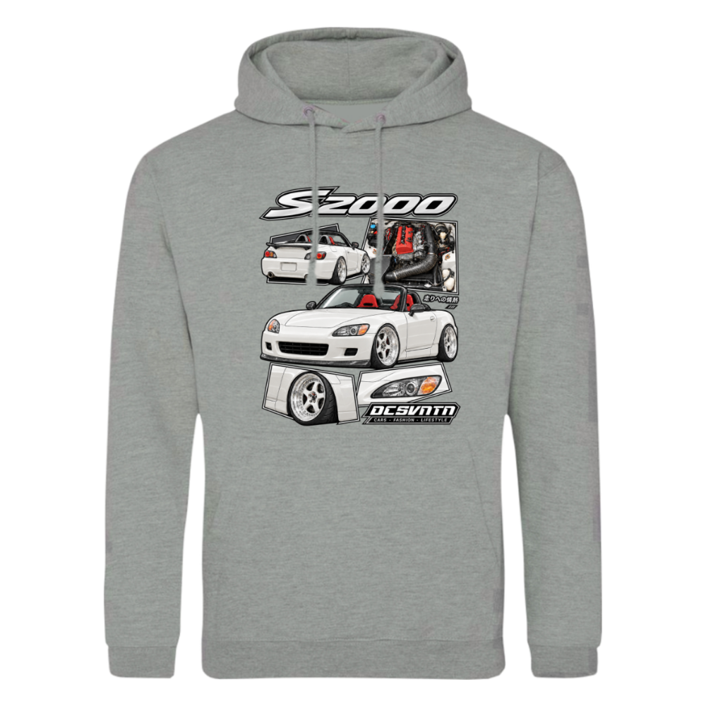 CP-258 S2000 White slammed Collage Hoodie Grey Melange