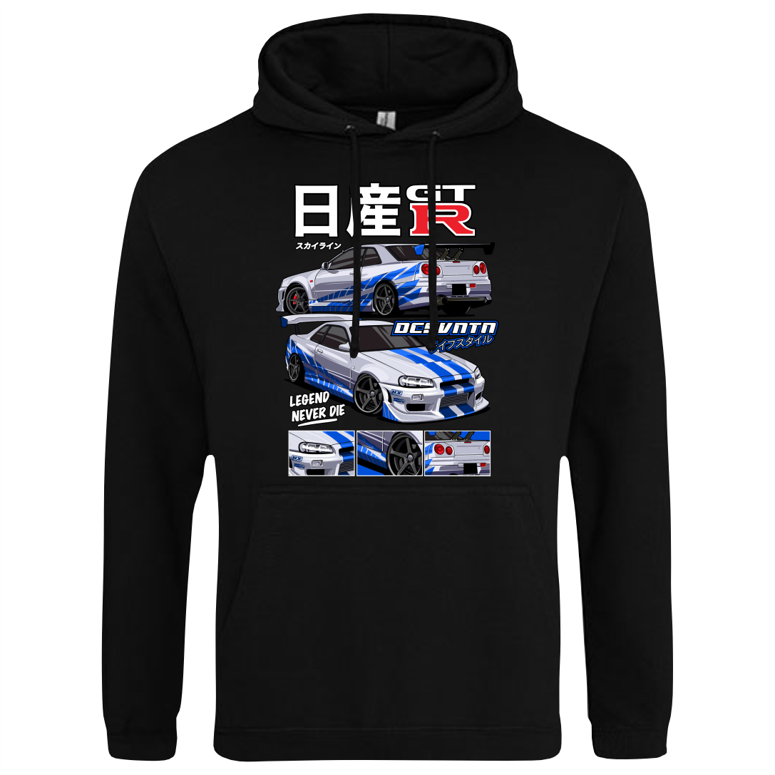CP-088 Nissan Skyline 34GTR Paul Walker Hoodie schwarz