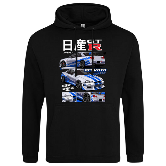 CP-088 Nissan Skyline 34GTR Paul Walker Hoodie schwarz