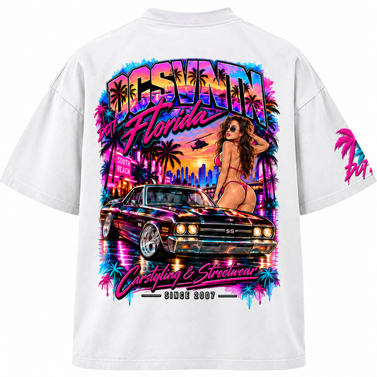 Florida Miami El Camino Heavy Oversize Weiß, Rückansicht