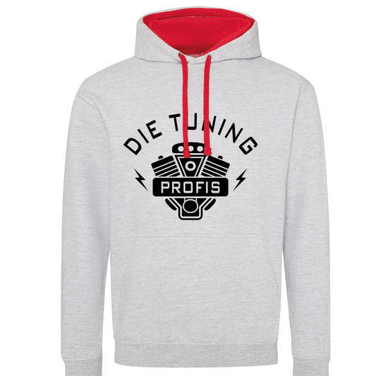 Die Tuning Profis Logo Hoodie Grau mit roter Kapuze