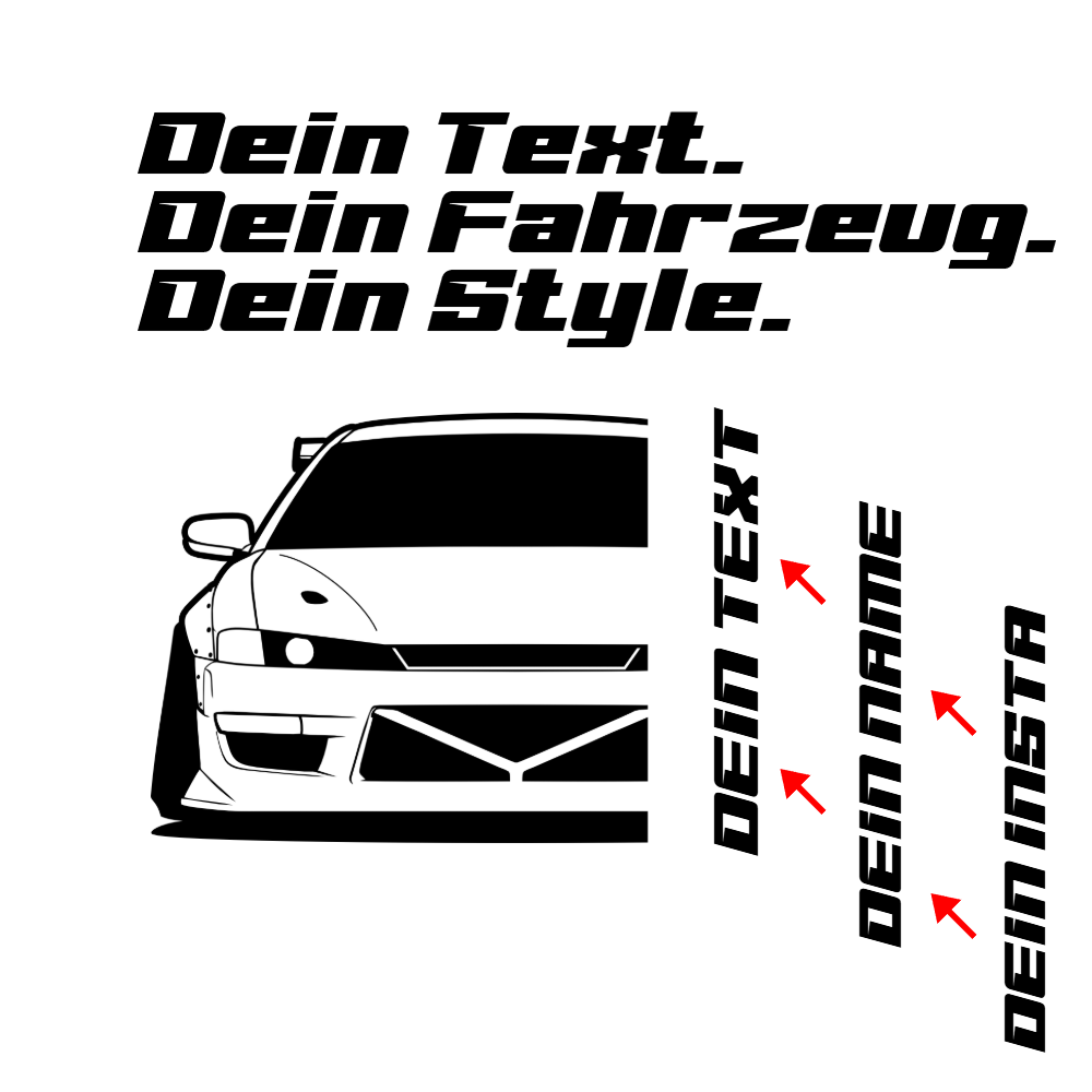 Nissan Silvia S14a 200SX Kouki BJ 1996 personalisieren: Dein Text, dein Name, dein Insta