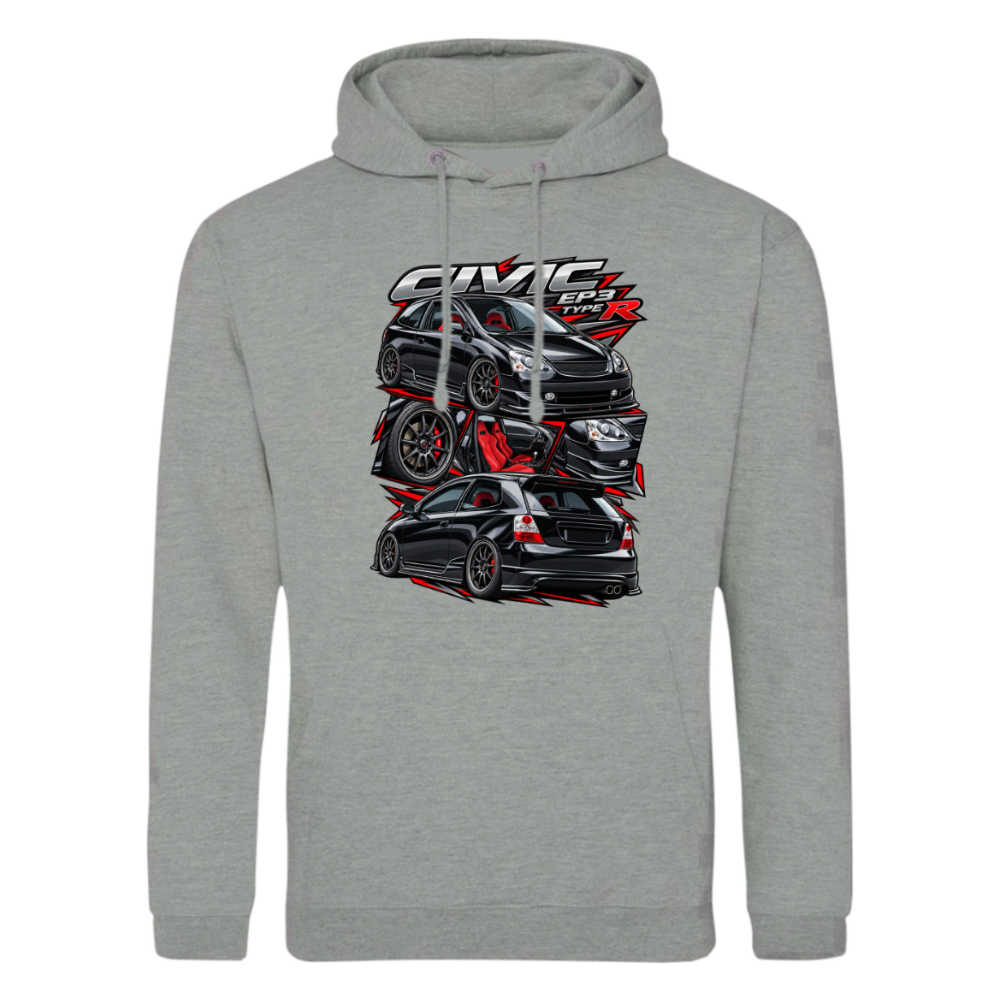 CP-253 Civic EP3 Type R Comic Collage Hoodie Grey Melange