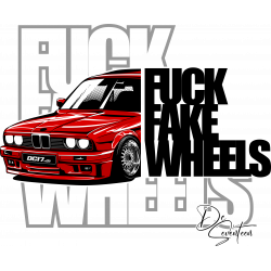 Fuck Fake Wheel BMW E30 Red T-Shirt CP-017