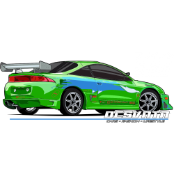 Mitsubishi Eclipse Paul Walker T-Shirt Brust und Rücken CP-085