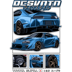 Toyota Supra MK4 Widebody T-Shirt Brust und Rücken CP-091