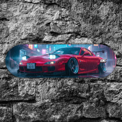 Hochwertige Deko Skateboard aus Birkenholz Mazda RX7 Wankel
