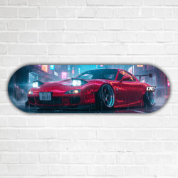 Hochwertige Deko Skateboard aus Birkenholz Mazda RX7 Wankel