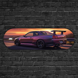Hochwertige Deko Skateboard aus Birkenholz Nissan 34 GTR Skyline