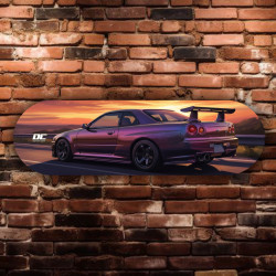 Hochwertige Deko Skateboard aus Birkenholz Nissan 34 GTR Skyline