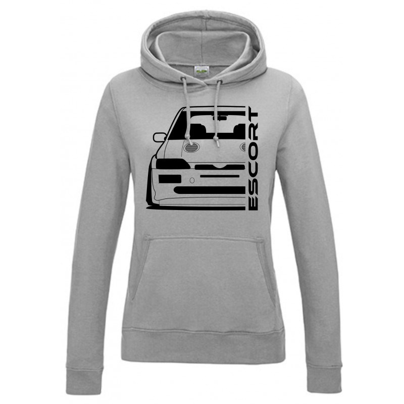 Ford Escort MK5 Cosworth Outline Modern Hoodie Lady