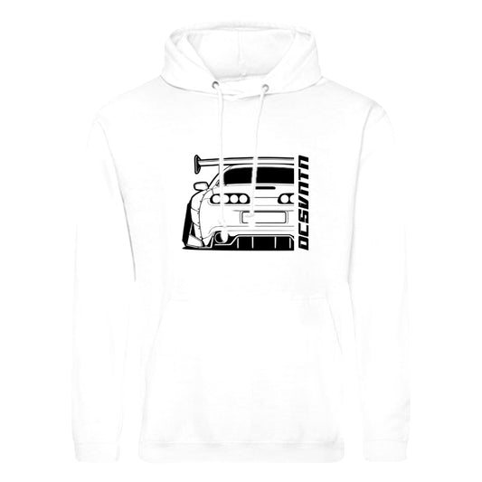 Toyota Supra MK 4 BJ 1993 Back Hoodie mit Print, weißer Auto Hoodie für Toyota Fans