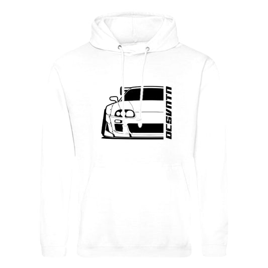 Toyota Supra MK 4 BJ 1993 Hoodie mit Print, weißer Auto Hoodie für Toyota Fans