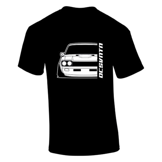 Ford Capri RS2600 BJ 1971 T-Shirt Vorderseite mit Schriftzug, schwarzes Car Shirt Design