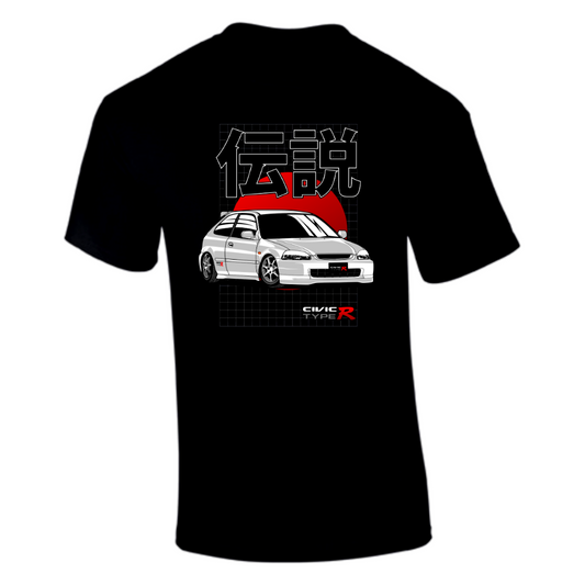 CP-063 Honda Civic EK Type R T-Shirt Schwarz