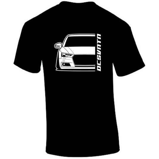 1.	Audi A4 B9 T-Shirt Vorderseite mit Schriftzug, schwarzes Car Shirt Design