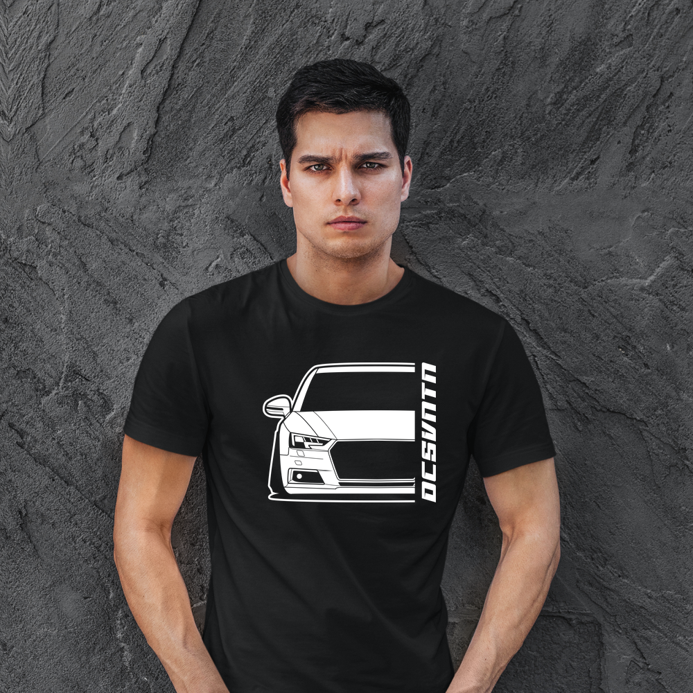 4.	Audi A4 B9 T-Shirt mit Print, Car Shirt für Audi Fans Baujahr 2015