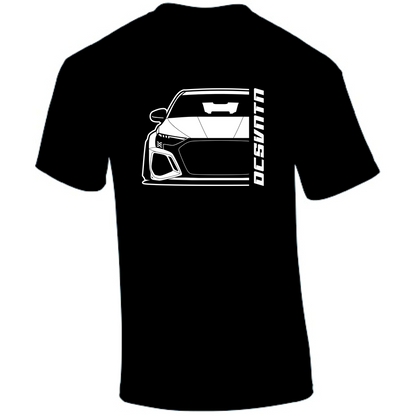 1.	Audi RS3 8Y T-Shirt Vorderseite mit Schriftzug, schwarzes Car Shirt Design