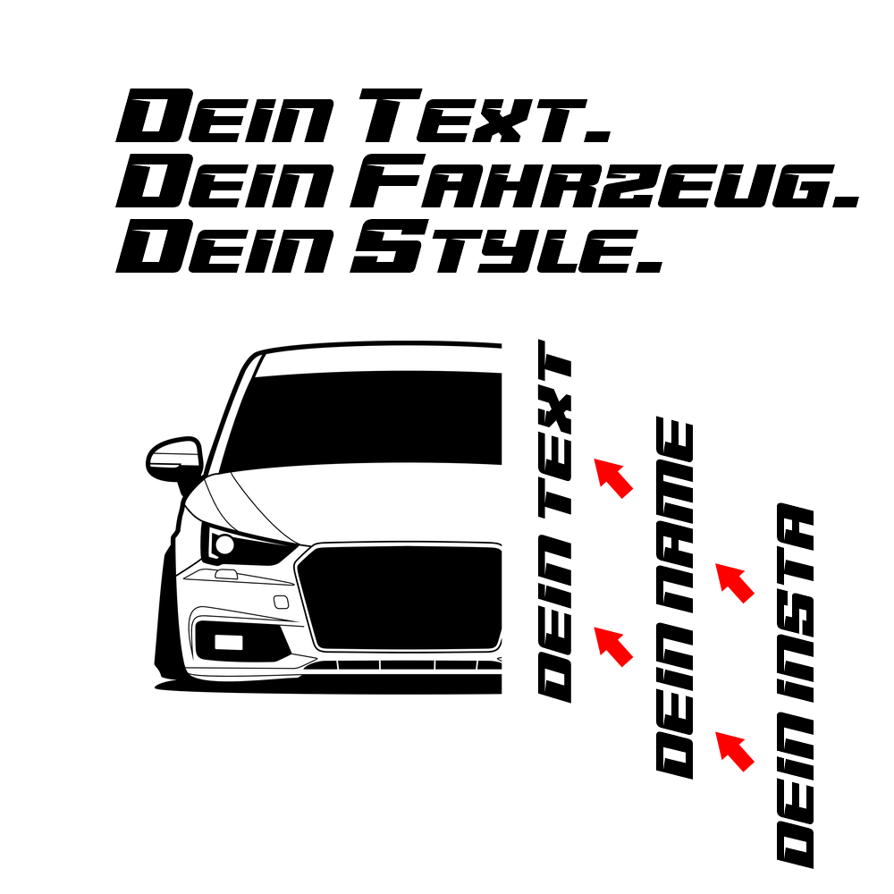 3.	Audi A1 Sportback Hoodie mit individuellem Seitennamen, Car Apparel Design
