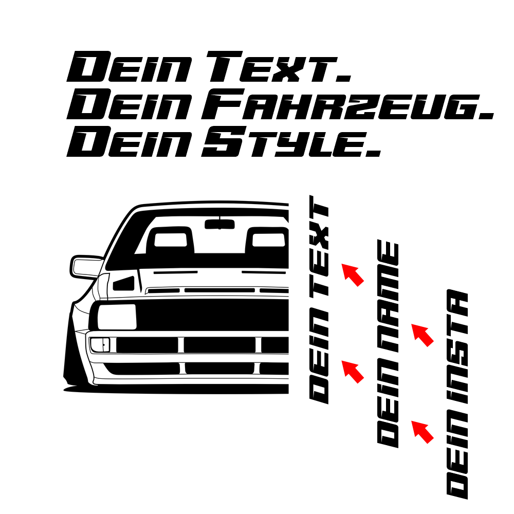 3.	Audi UR Quattro Hoodie mit individuellem Seitennamen, Car Apparel Design