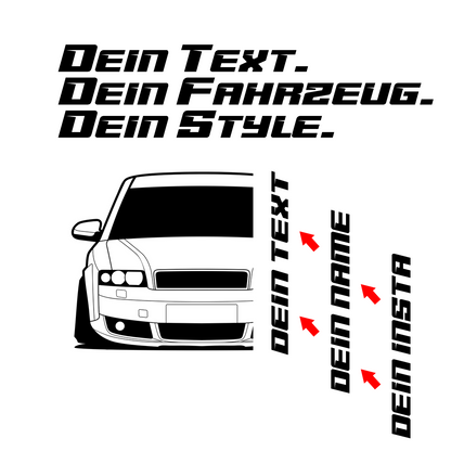 3.	Audi A4 B6 S-Line 8E Hoodie mit individuellem Seitennamen, Car Apparel Design