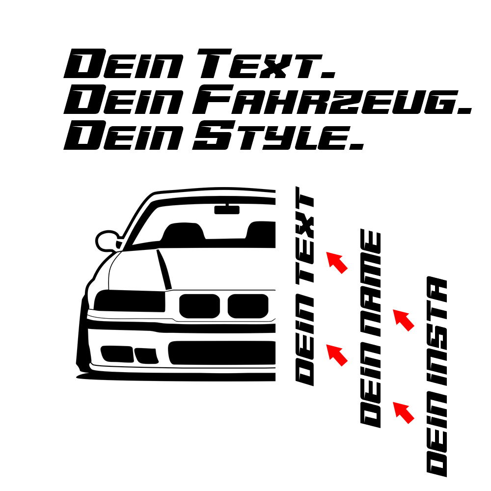 BMW E36 Hoodie mit individuellem Seitennamen, Car Apparel Design
