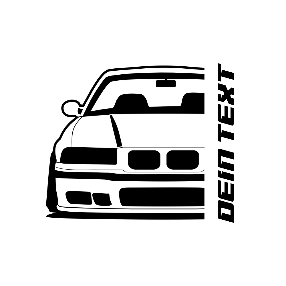 BMW E36 T-Shirt mit personalisierbarem Seitenschriftzug für BMW Fans
