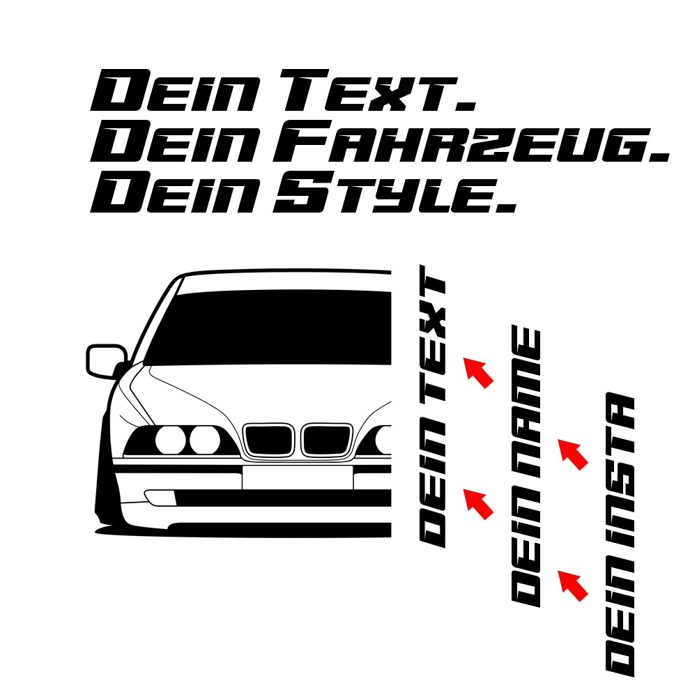 BMW E39 Hoodie mit individuellem Seitennamen, Car Apparel Design