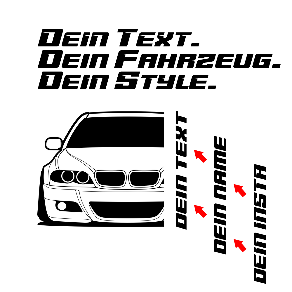 BMW E46 Facelift Hoodie mit individuellem Seitennamen, Car Apparel Design