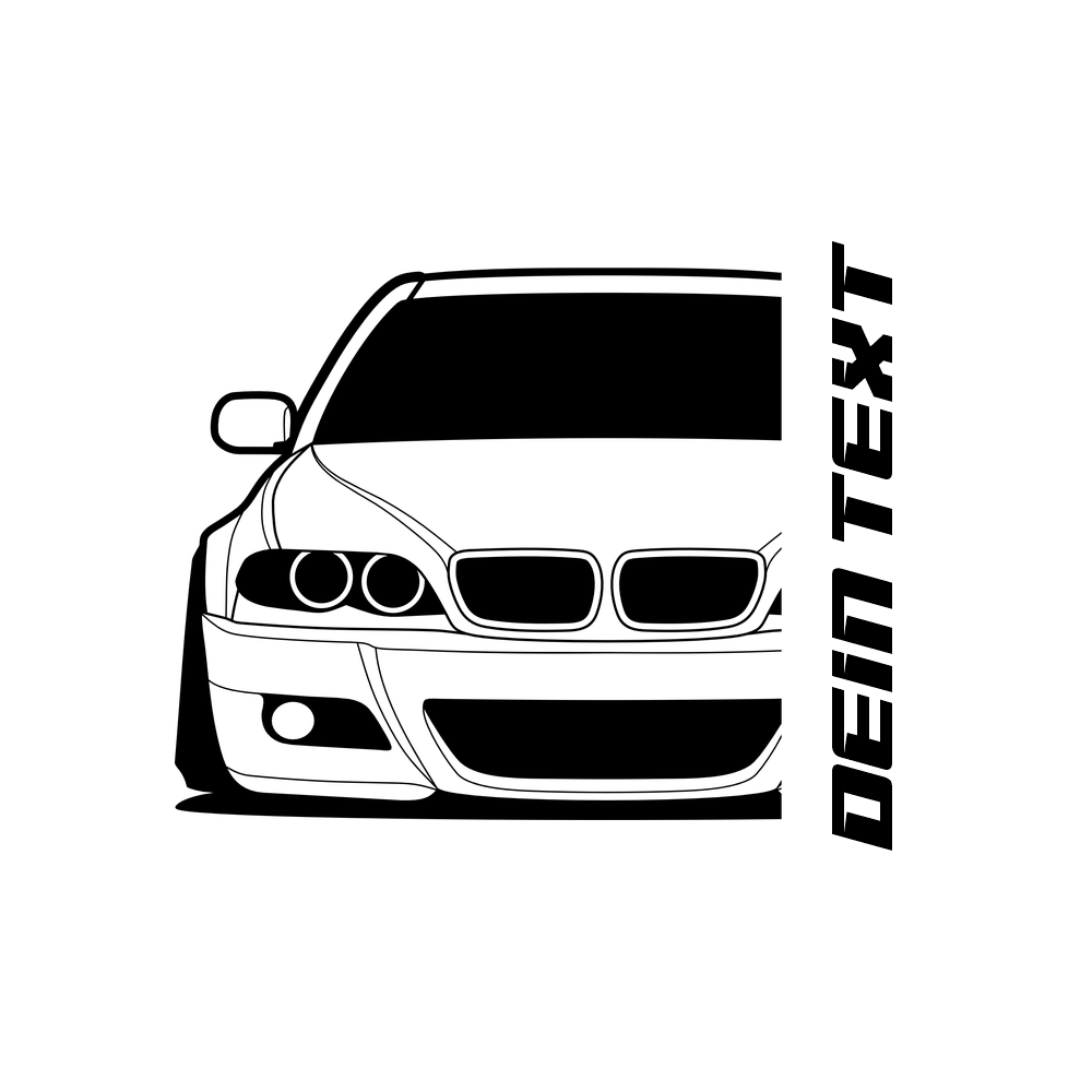 BMW E46 Facelift T-Shirt mit personalisierbarem Seitenschriftzug für BMW Fans