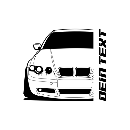 BMW E46 Compact T-Shirt mit personalisierbarem Seitenschriftzug für BMW Fans