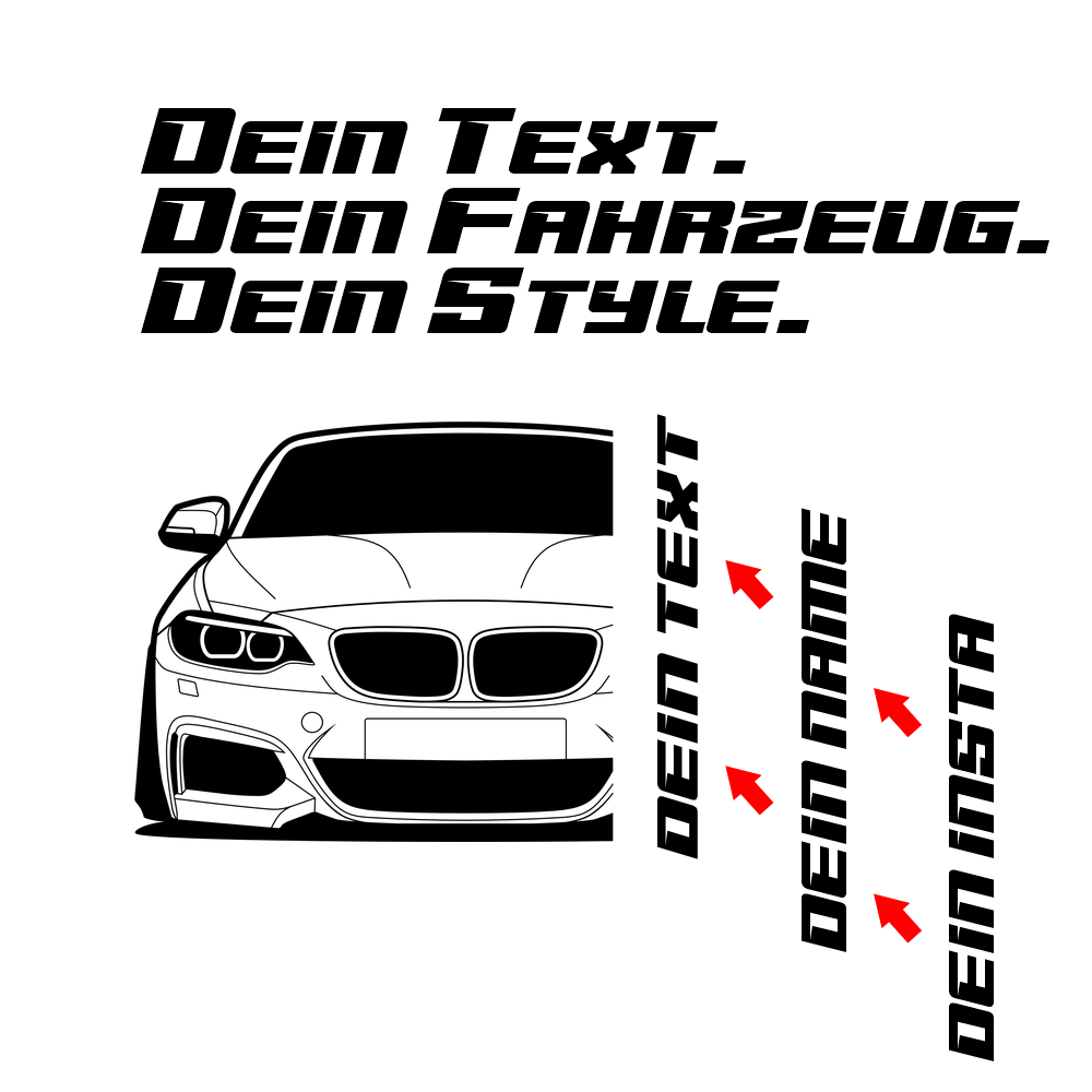 BMW F22 2er Hoodie mit individuellem Seitennamen, Car Apparel Design