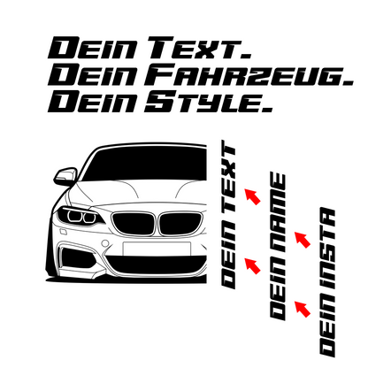 BMW F22 2er Hoodie mit individuellem Seitennamen, Car Apparel Design