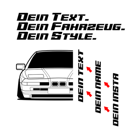 BMW E31 8er Hoodie mit individuellem Seitennamen, Car Apparel Design