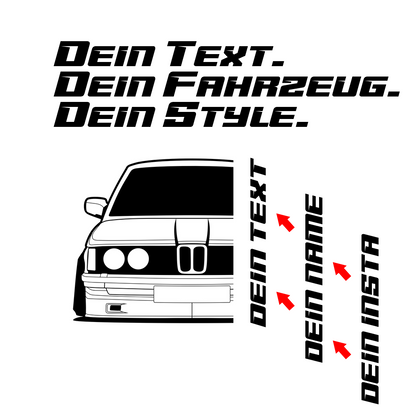 BMW E21 Hoodie mit individuellem Seitennamen, Car Apparel Design