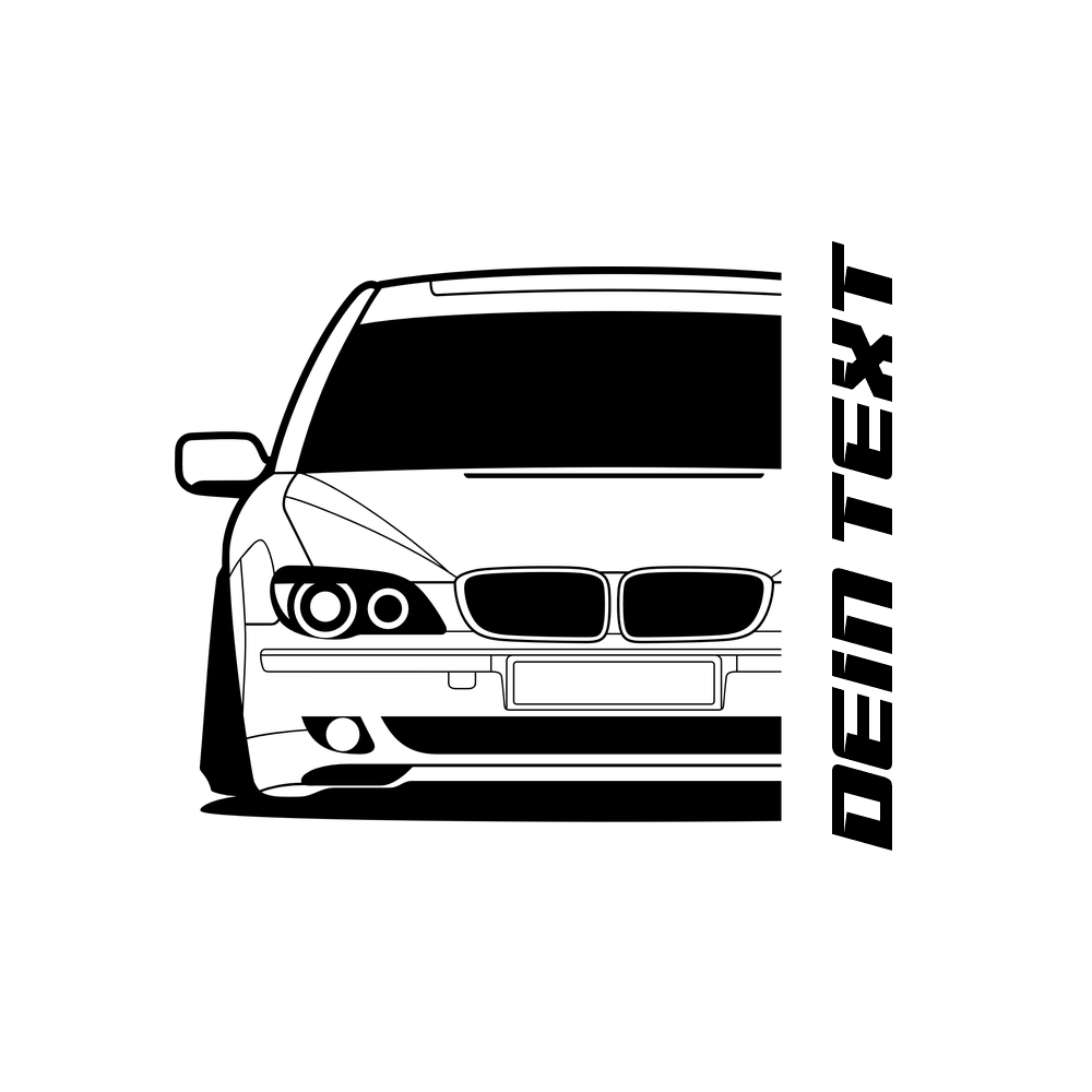 BMW E65 7er T-Shirt mit personalisierbarem Seitenschriftzug für BMW Fans