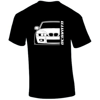 BMW Z3 E36 T-Shirt Vorderseite mit Schriftzug, schwarzes Car Shirt Design
