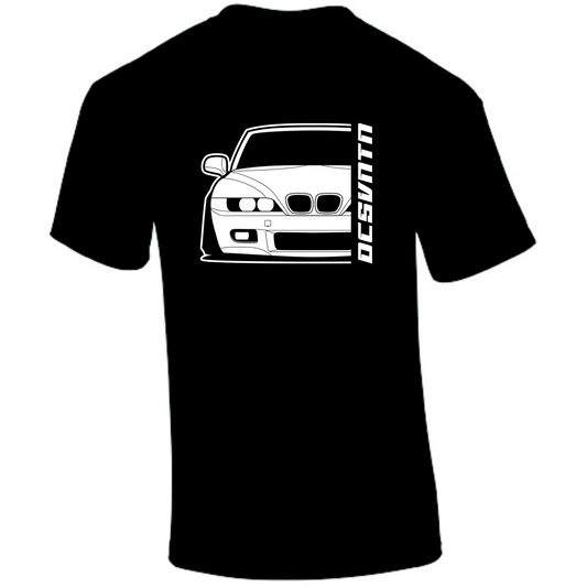 BMW Z3 E36 T-Shirt Vorderseite mit Schriftzug, schwarzes Car Shirt Design
