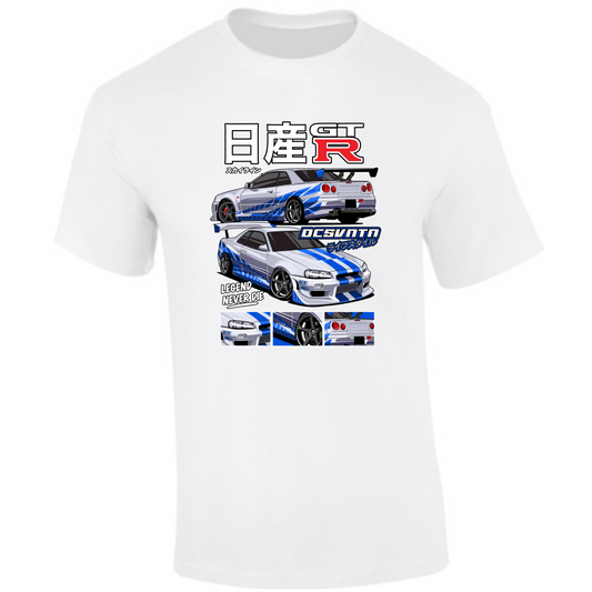 CP-088 Nissan Skyline 34GTR Paul Walker T-Shirt weiß