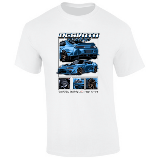 CP-091 Toyota Supra MK4 Widebody Blau T-Shirt weiß