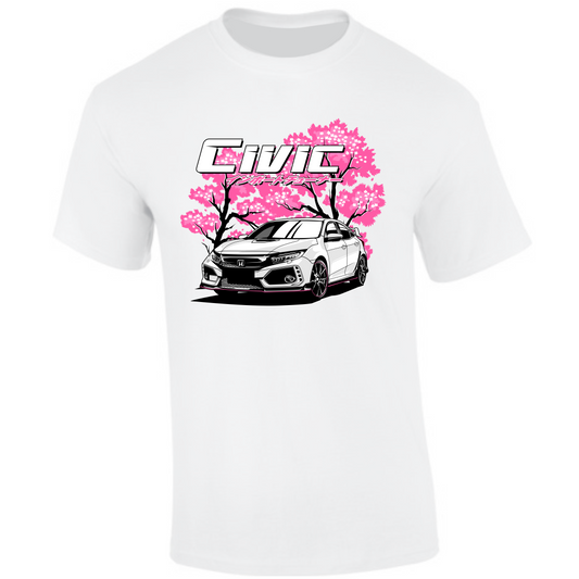 CP-093 Honda Civic FK8 Kirschblüten T-Shirt weiß