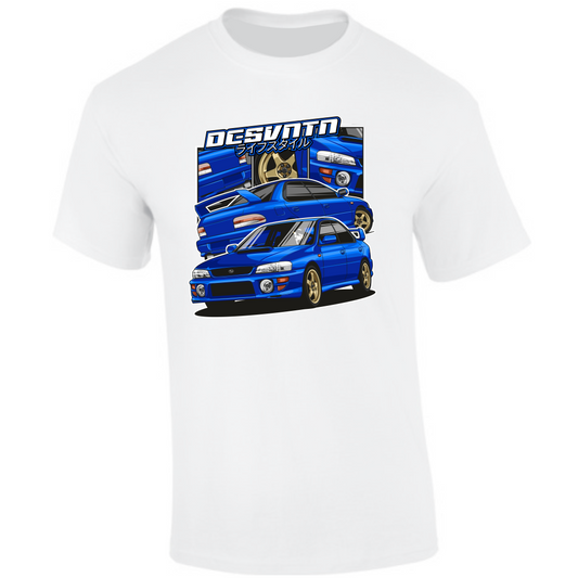 CP-097 Subaru Impreza Blue T-Shirt weiß
