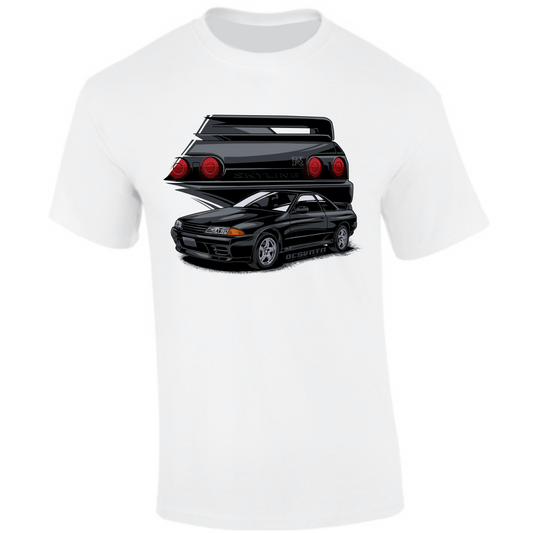 CP-109 Nissan Skyline 32 GTR Black Edition T-Shirt weiß