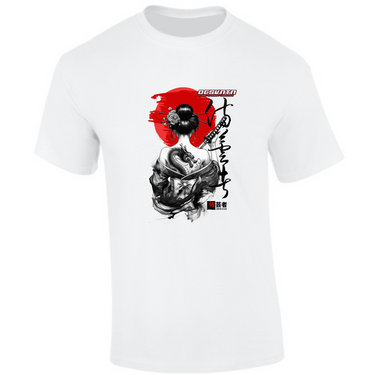 CP-204 Geisha Back Samurai T-Shirt weiß