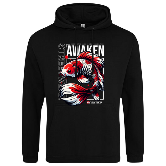 CP-215 Awaken Koi Streetwear Hoodie schwarz