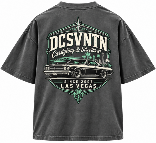 DCSVNTN Las Vegas Heavy Oversize T-Shirt Magnet – großer Vintage US-Car Rückenprint