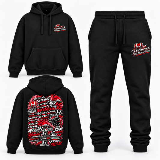 DCSVNTN Hoodie & Jogginghosen Set Schwarz Honda Bomb