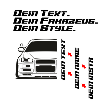 Nissan Skyline R34 GTR Spoiler BJ 1999 – personalisierbares Shirt & Hoodie