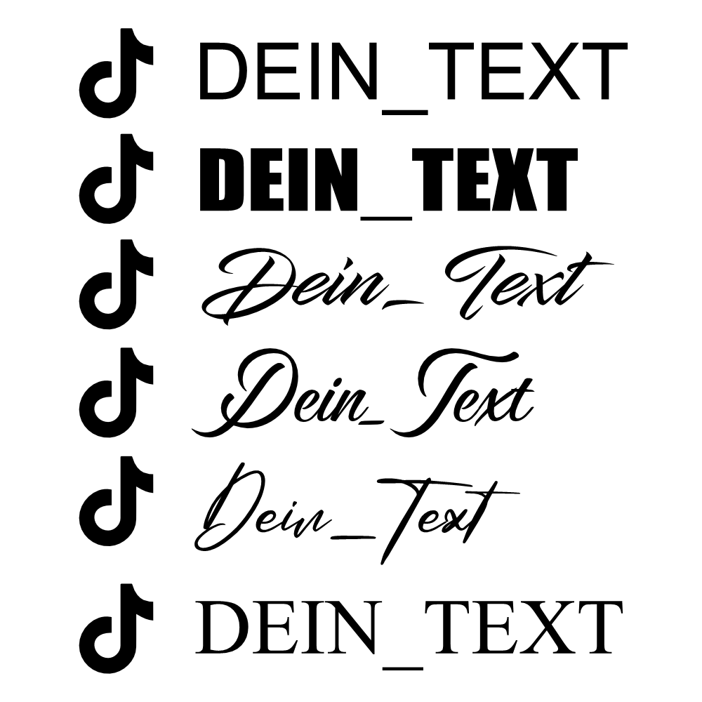 TikTok Wunschsticker – sechs Schriftarten